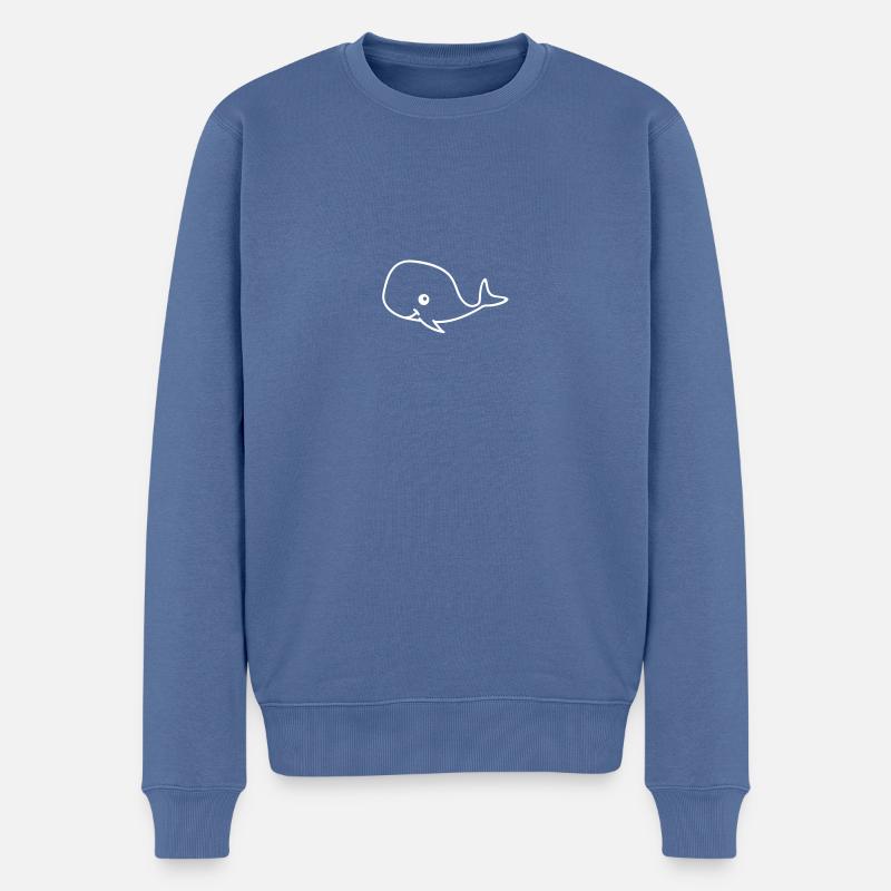 Lustiger Wal - Männer Premium Bio Pullover - Taubenblau
