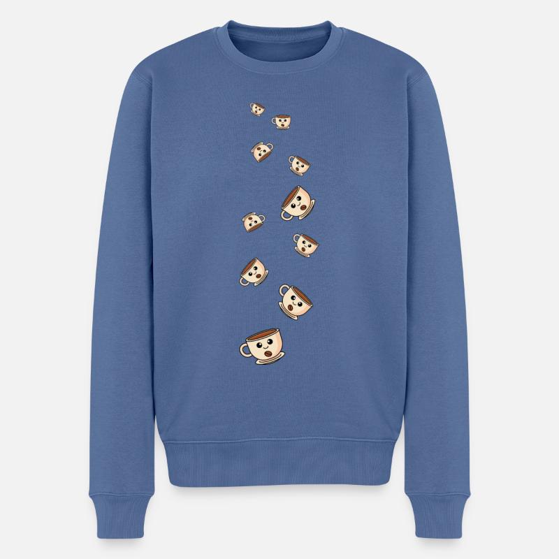 Kaffee Comic - Männer Premium Bio Pullover - Taubenblau