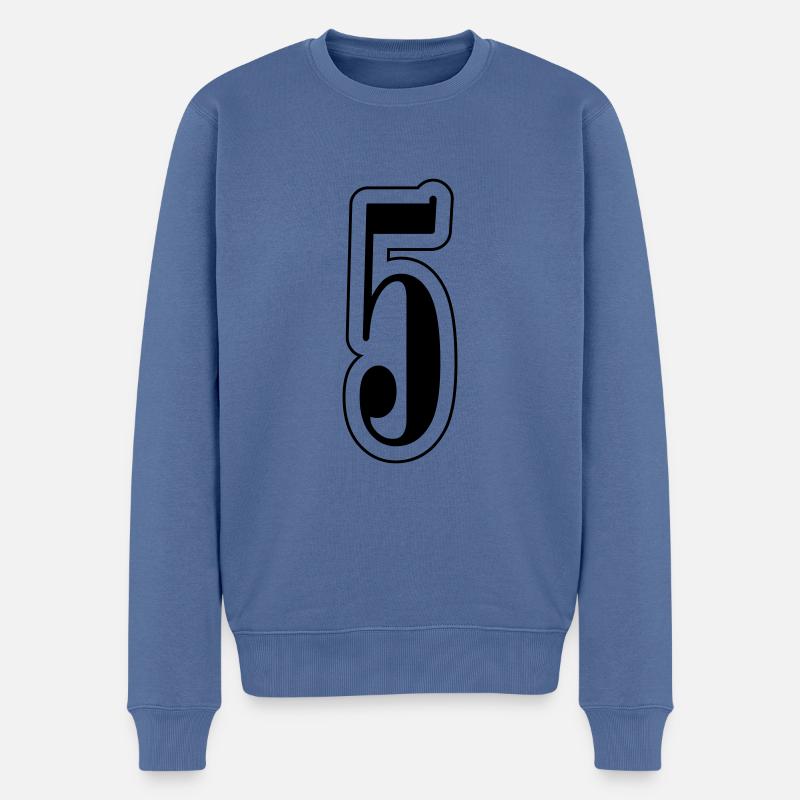 5 Symbole numérique - Pull Premium bio Homme - bleu pigeon
