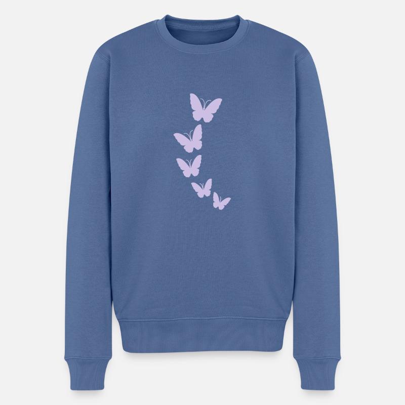 schmetterlinge - Männer Premium Bio Pullover - Taubenblau