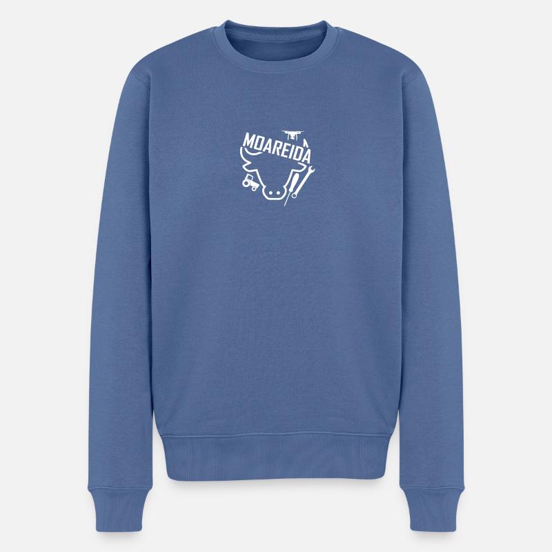 Logo Moareida weiß - Männer Premium Bio Pullover - Taubenblau