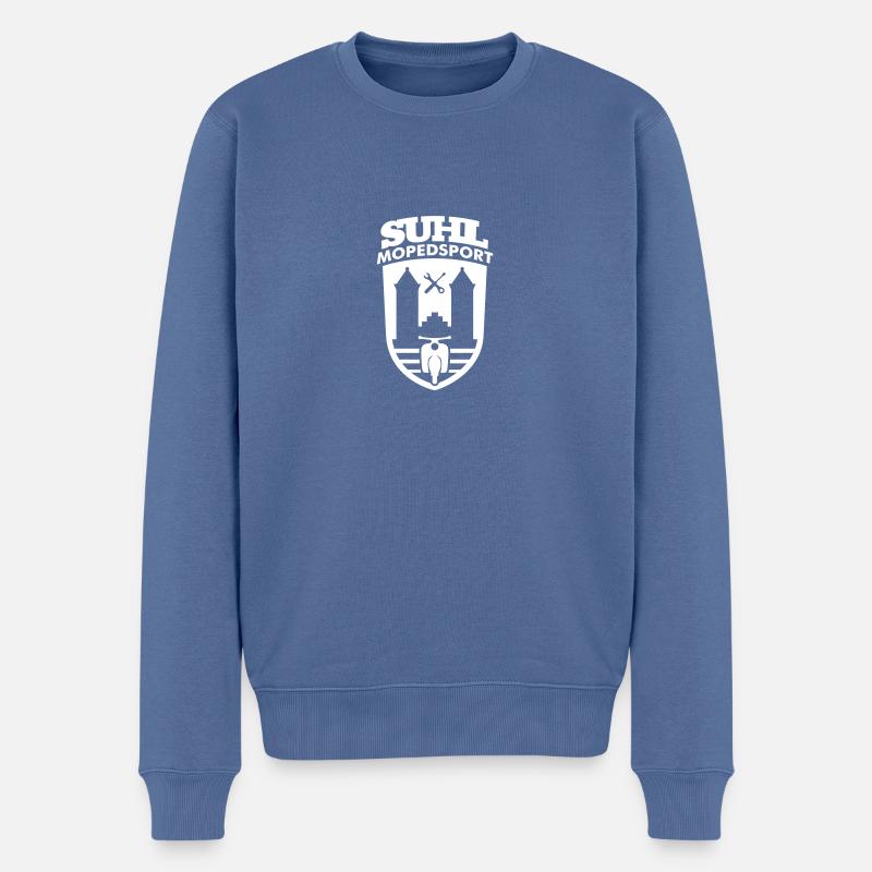 Suhl Mopedsport Schwalbe 2 Logo - Männer Premium Bio Pullover - Taubenblau