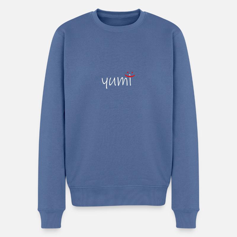 Yumi - Männer Premium Bio Pullover - Taubenblau