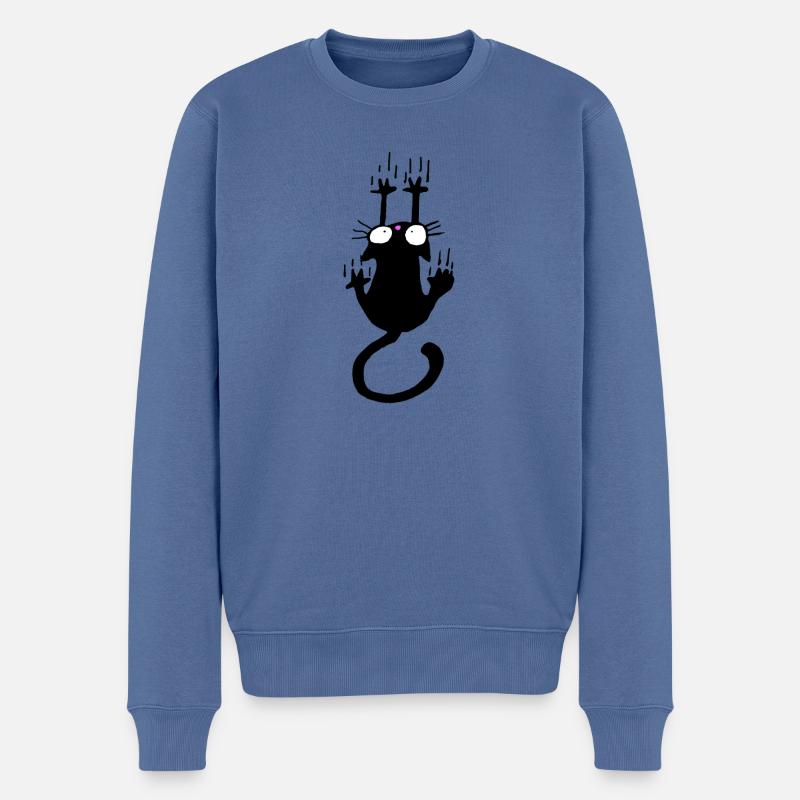 Katze Krazten - Männer Premium Bio Pullover - Taubenblau
