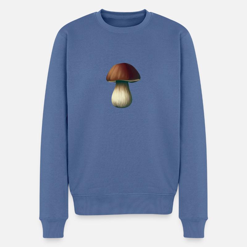 Pilz-Steinpilz - Männer Premium Bio Pullover - Taubenblau