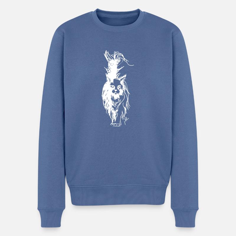 Maine Coon Weiß - Männer Premium Bio Pullover - Taubenblau