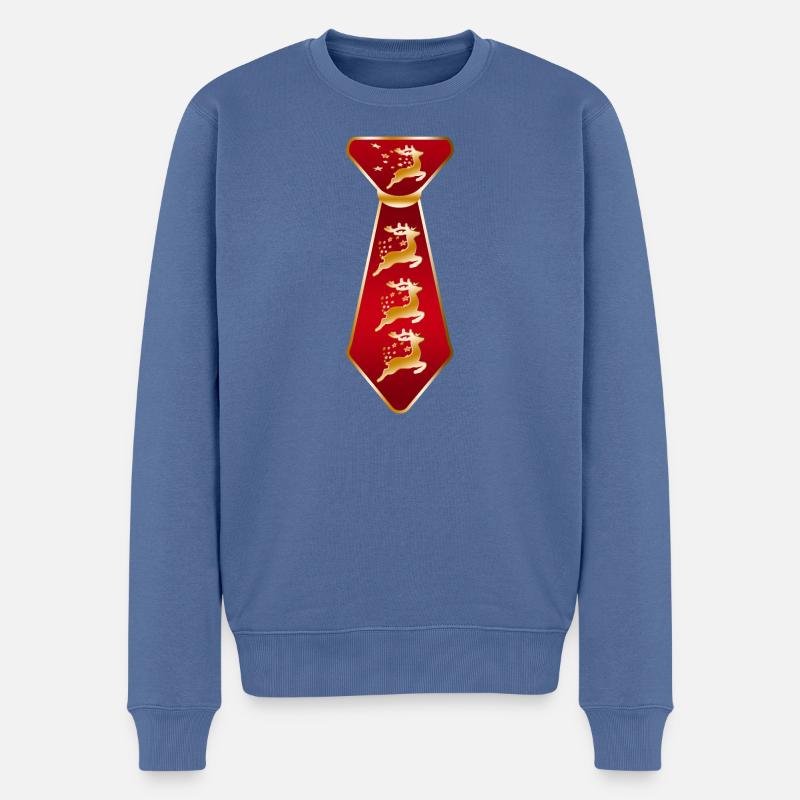 Rentier Silhouette Festliche Krawatte - Männer Premium Bio Pullover - Taubenblau
