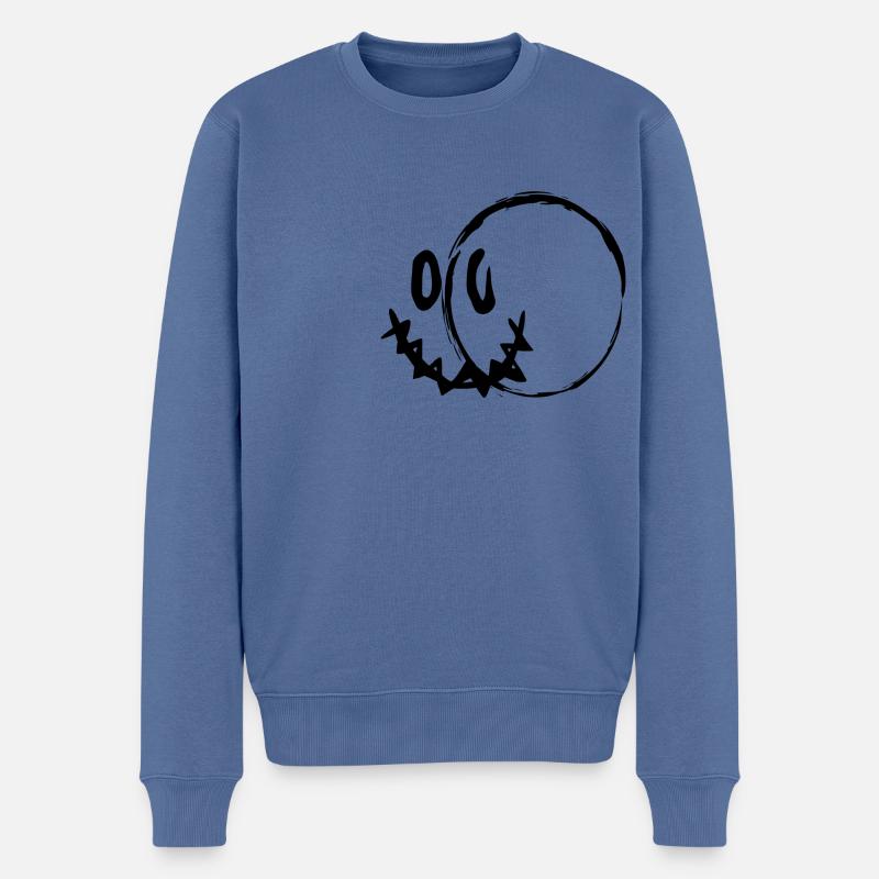 BÖSARTIGES LÄCHELN - Männer Premium Bio Pullover - Taubenblau