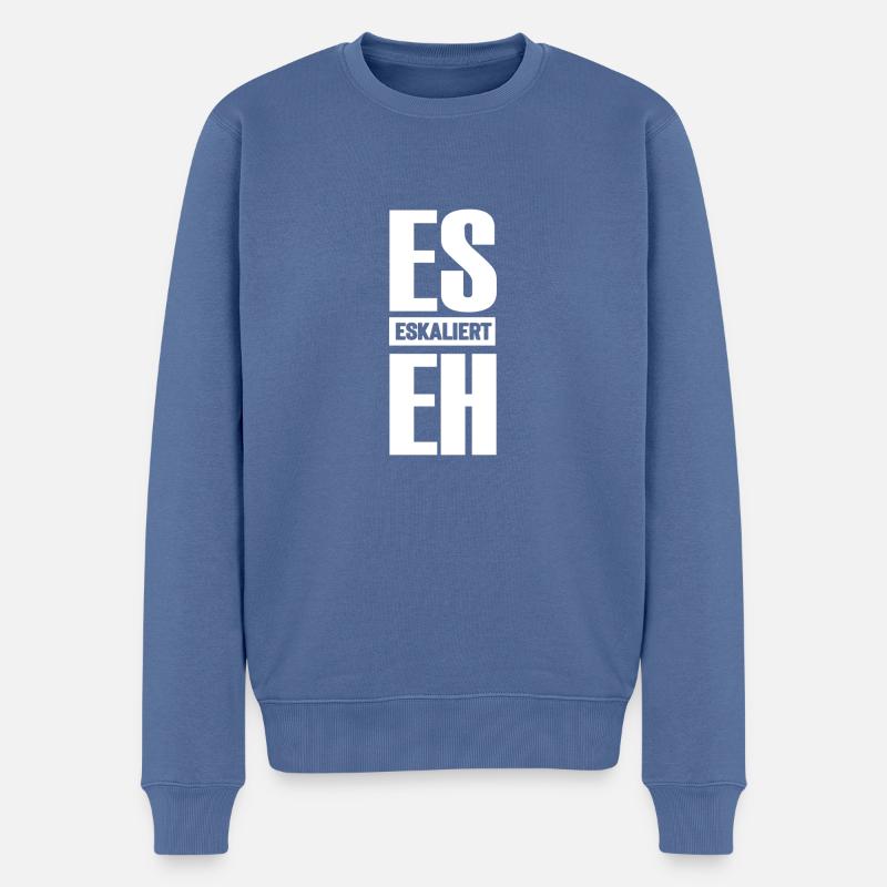 Es eskaliert eh - Männer Premium Bio Pullover - Taubenblau