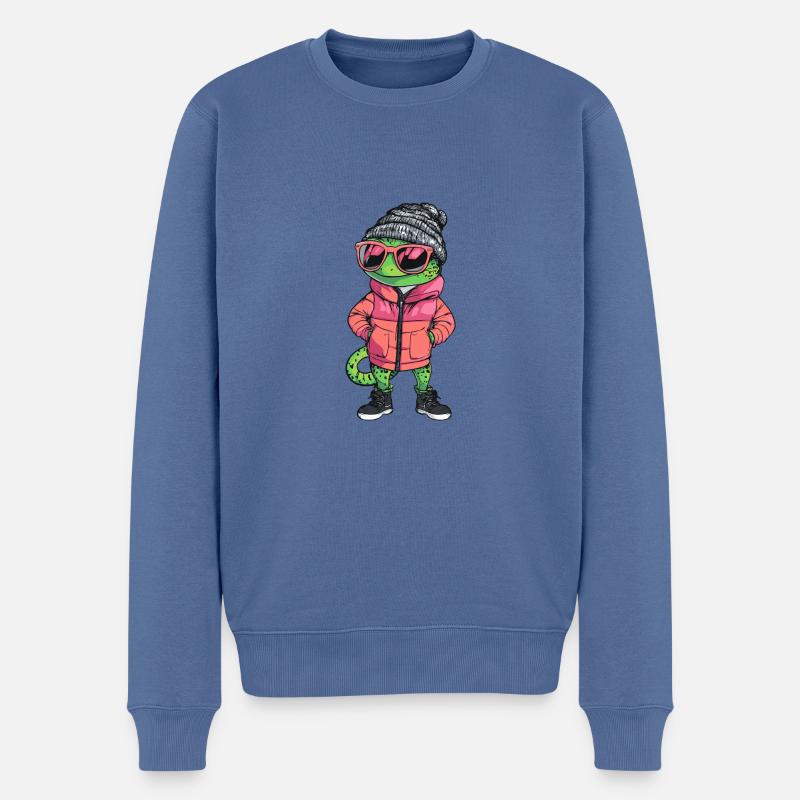 Bande dessinée d’hiver lézard - Pull Premium bio Homme - bleu pigeon