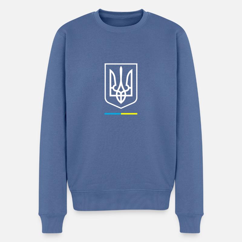 Ukrainisches Tryzub-Symbol Ukraine Dreizack, - Männer Premium Bio Pullover - Taubenblau