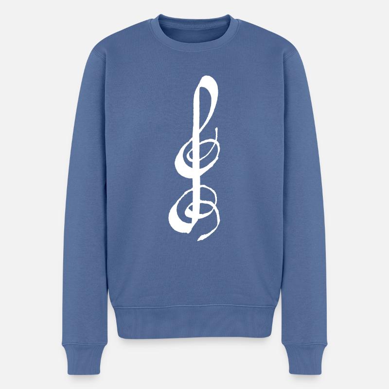Notenschlüssel - Männer Premium Bio Pullover - Taubenblau