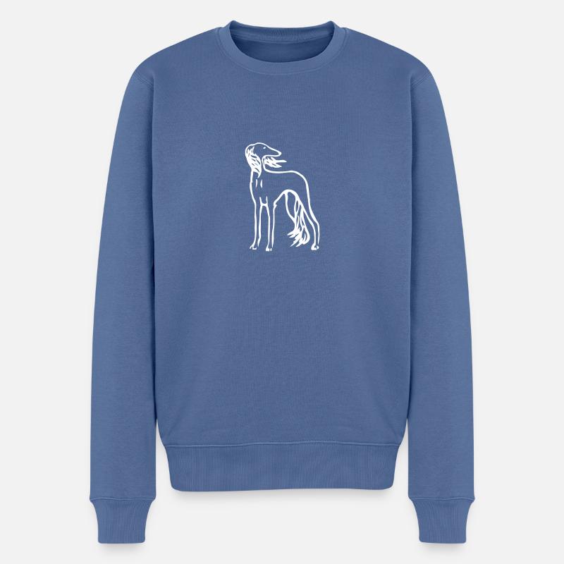 Saluki - Männer Premium Bio Pullover - Taubenblau