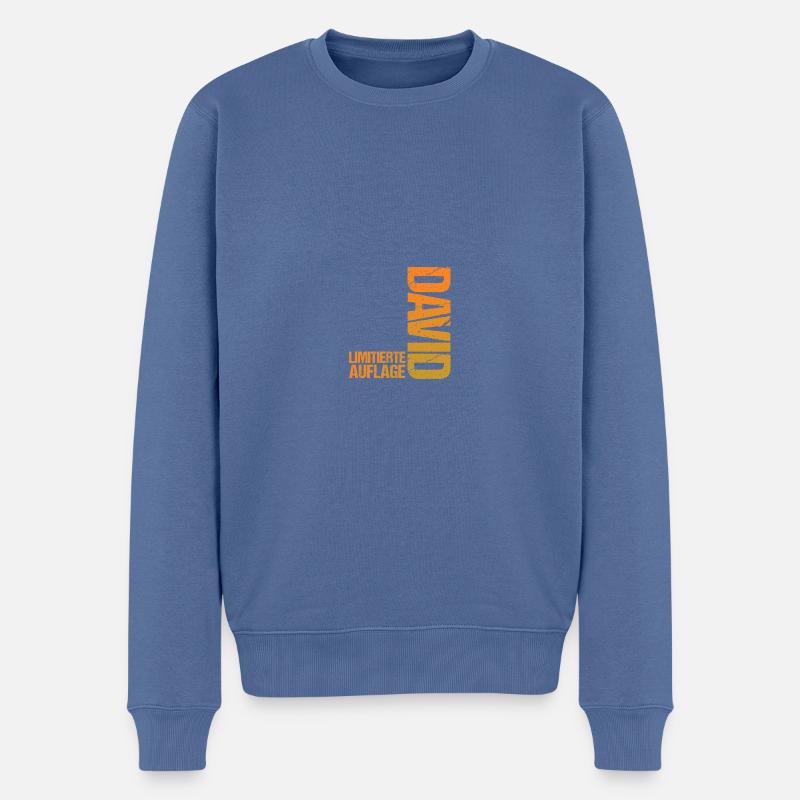 David - Männer Premium Bio Pullover - Taubenblau