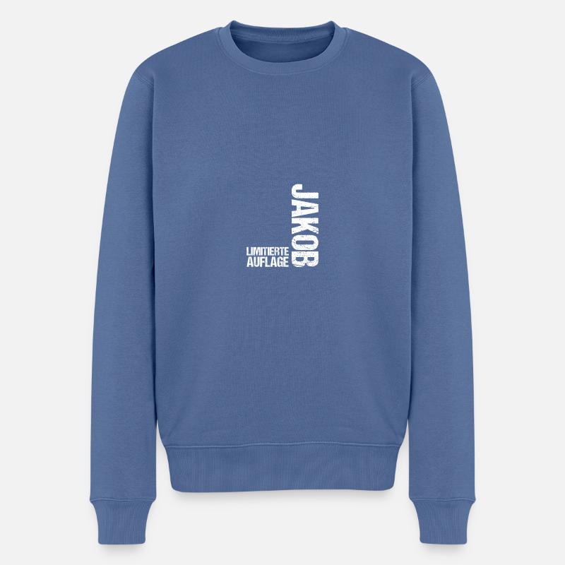 Jakob - Männer Premium Bio Pullover - Taubenblau