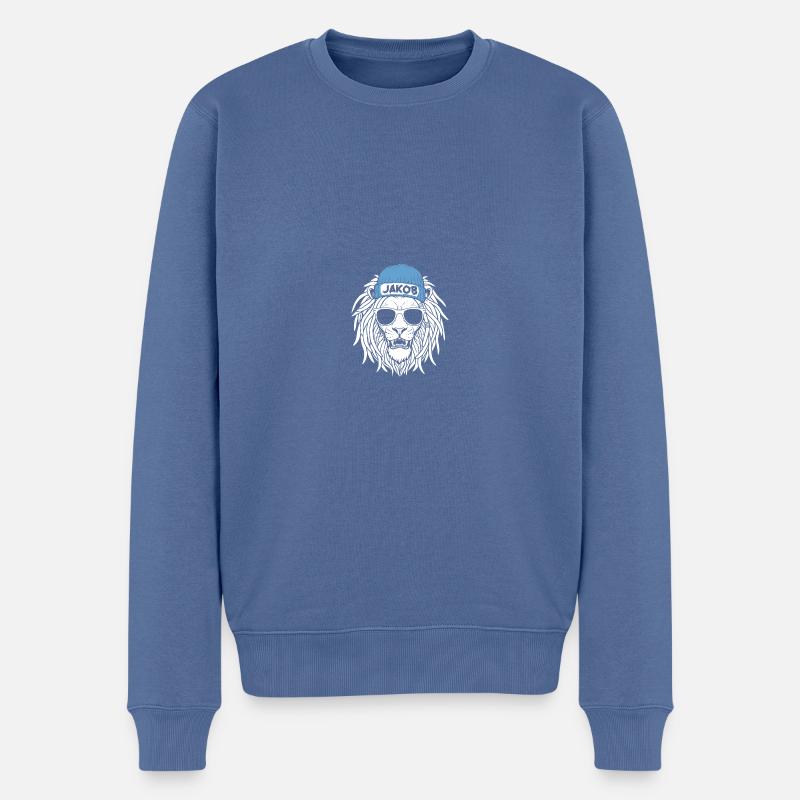 Löwe Jakob - Männer Premium Bio Pullover - Taubenblau