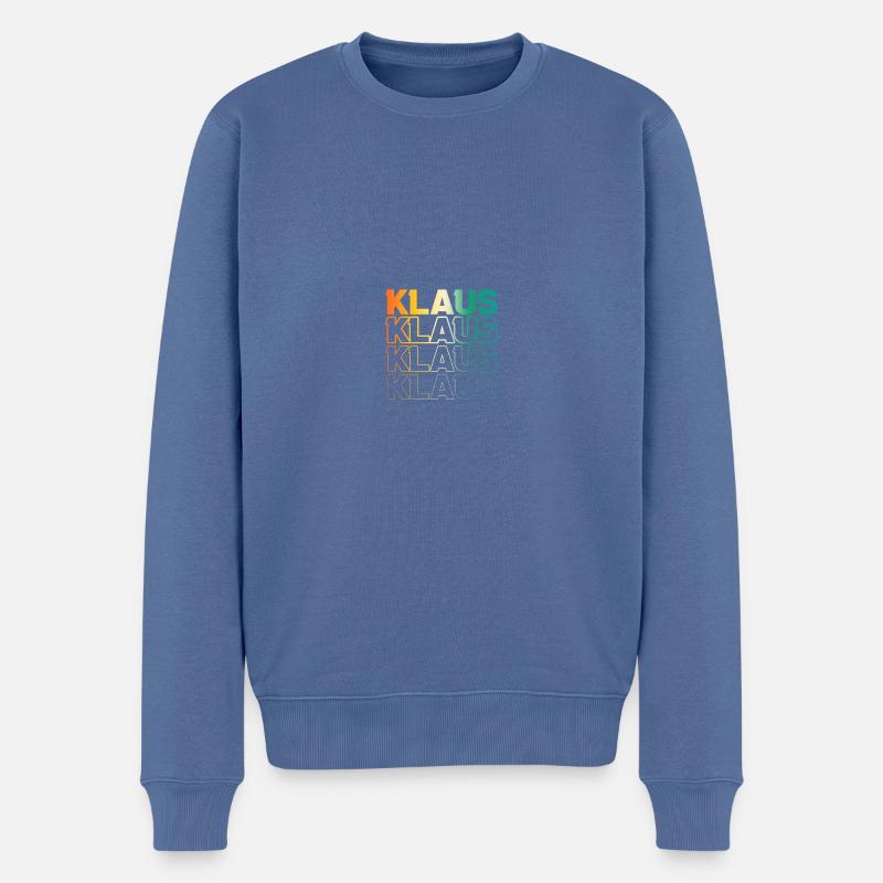 Klaus - Männer Premium Bio Pullover - Taubenblau