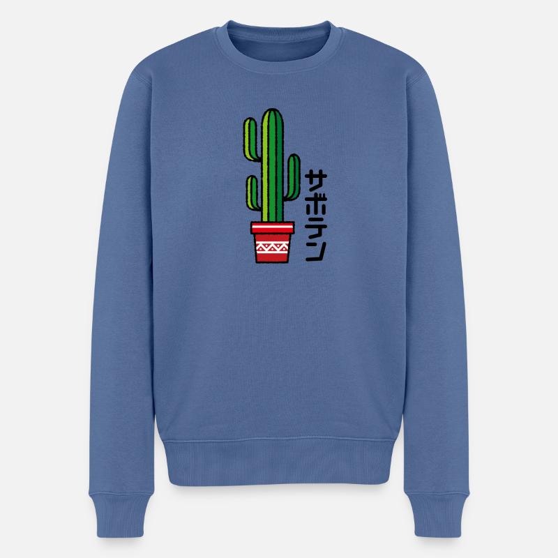 Saboten - Kaktus - Männer Premium Bio Pullover - Taubenblau