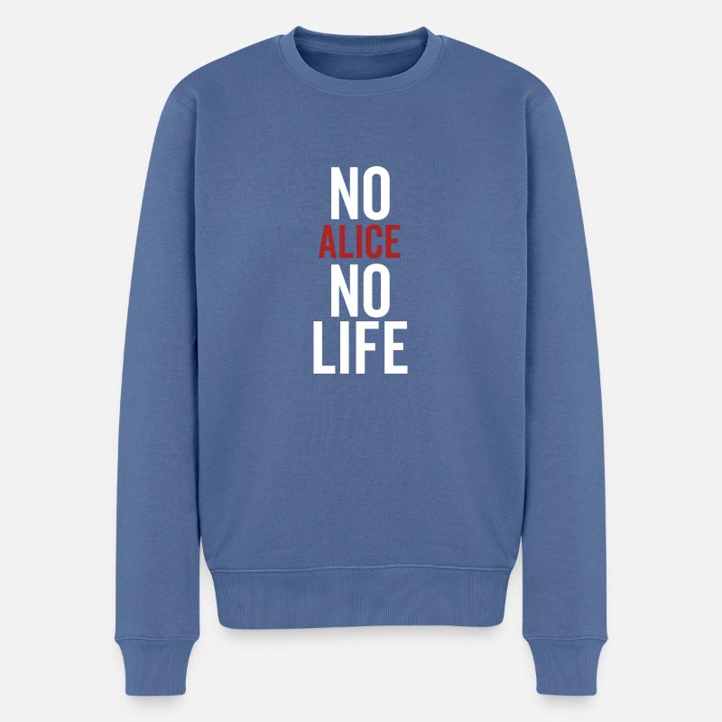 Ohne Alice ohne Leben - Männer Premium Bio Pullover - Taubenblau