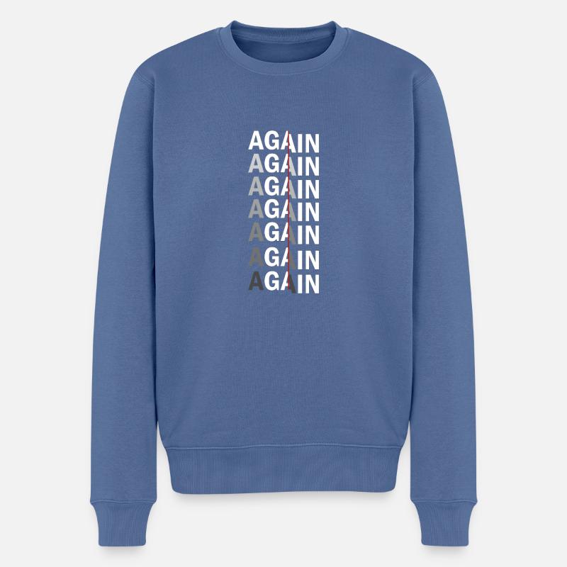 Again Again Again Again - Pull Premium bio Homme - bleu pigeon