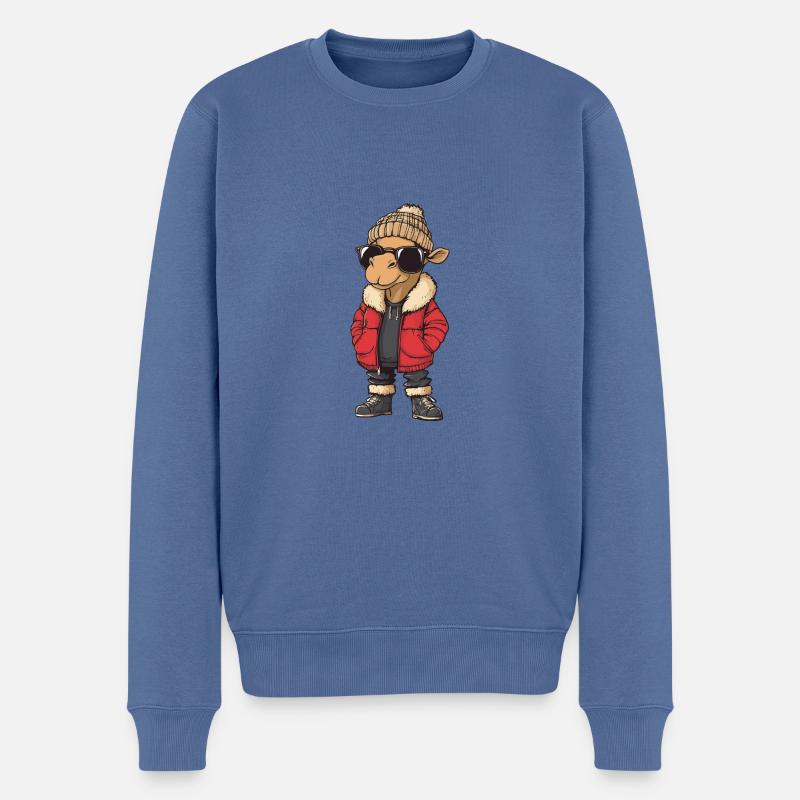 Kamel Winter Comic - Männer Premium Bio Pullover - Taubenblau