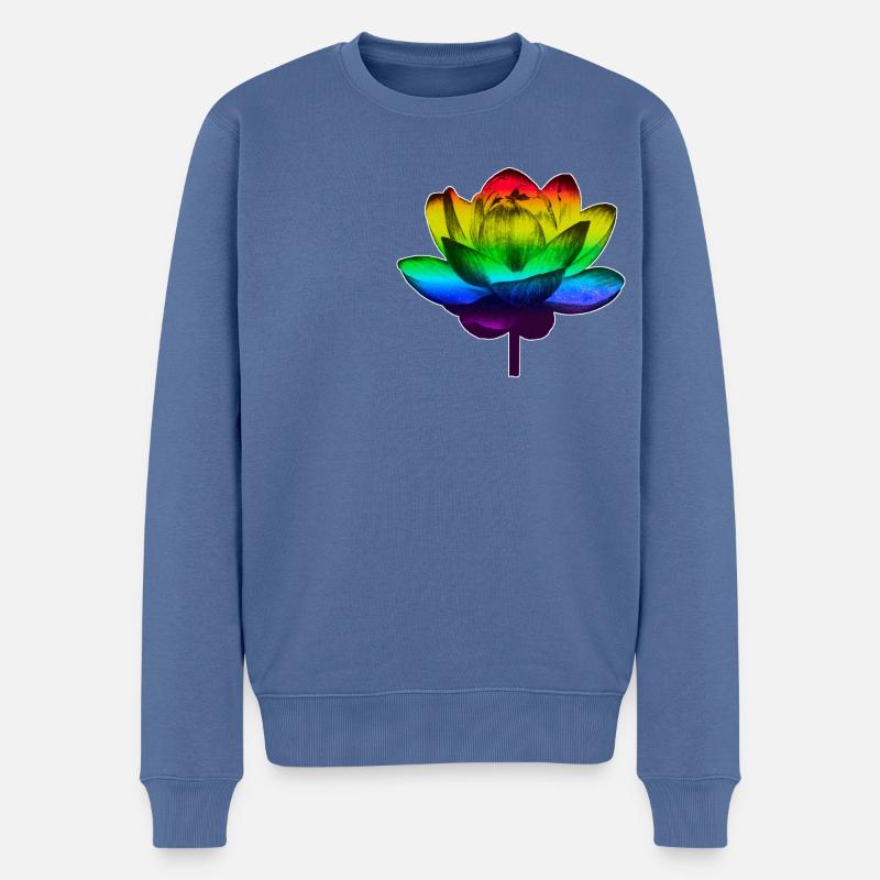 Fleur LGBT - Pull Premium bio Homme - bleu pigeon
