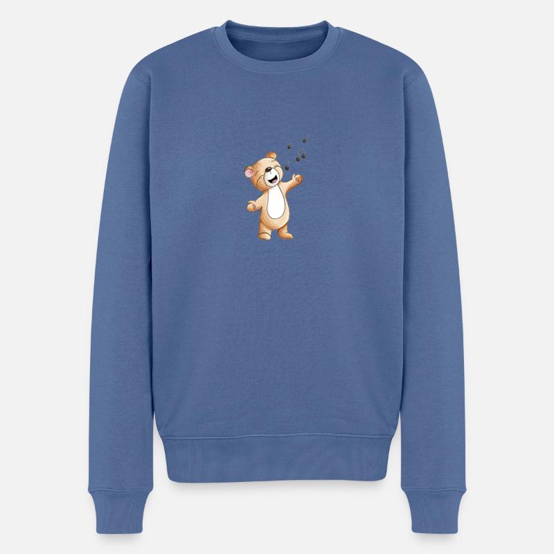 Musikbär - Männer Premium Bio Pullover - Taubenblau
