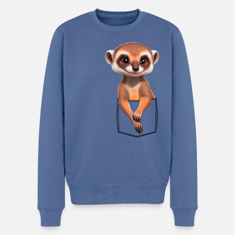 Süßes Erdmännchen Meerkat in Brusttasche Pocket - Männer Premium Bio Pullover - Taubenblau