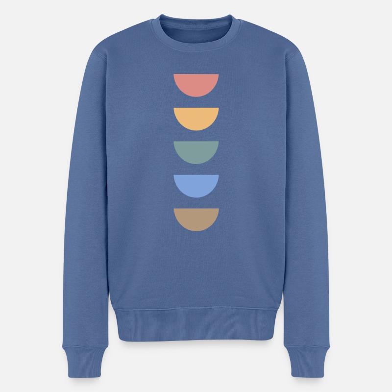 Retro Farb Design - Männer Premium Bio Pullover - Taubenblau