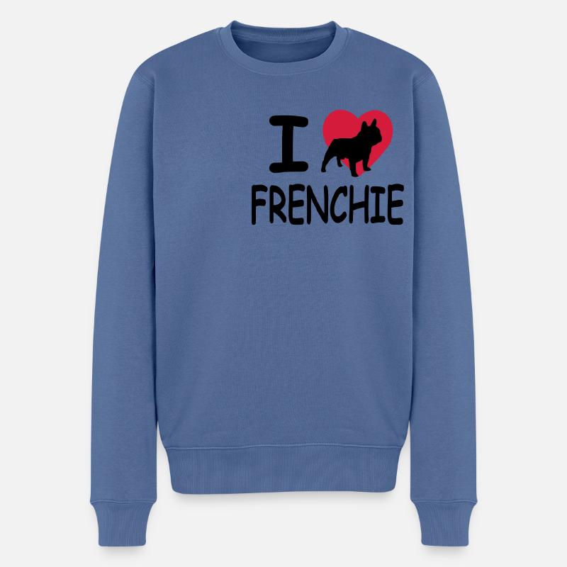 Ich liebe Frenchie - Männer Premium Bio Pullover - Taubenblau