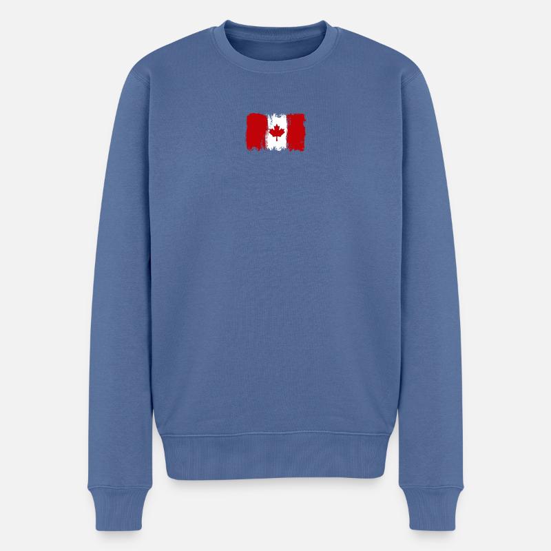Ahornblatt-Tintenspritzer - Männer Premium Bio Pullover - Taubenblau