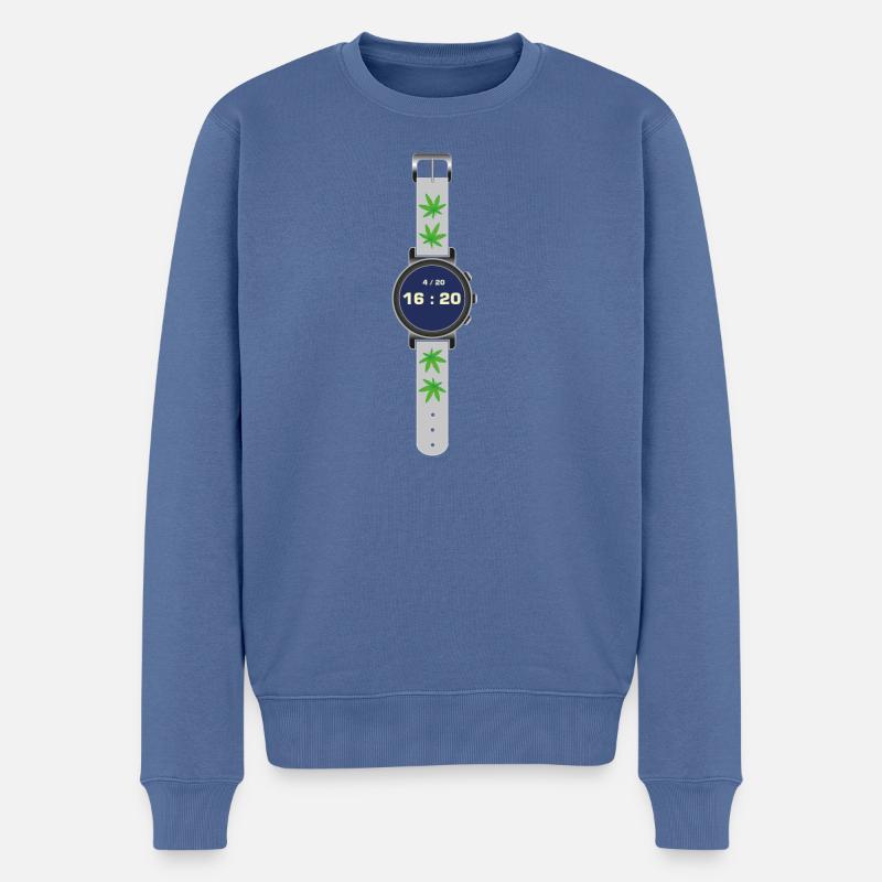 Cannabis Zeit 420 - Männer Premium Bio Pullover - Taubenblau