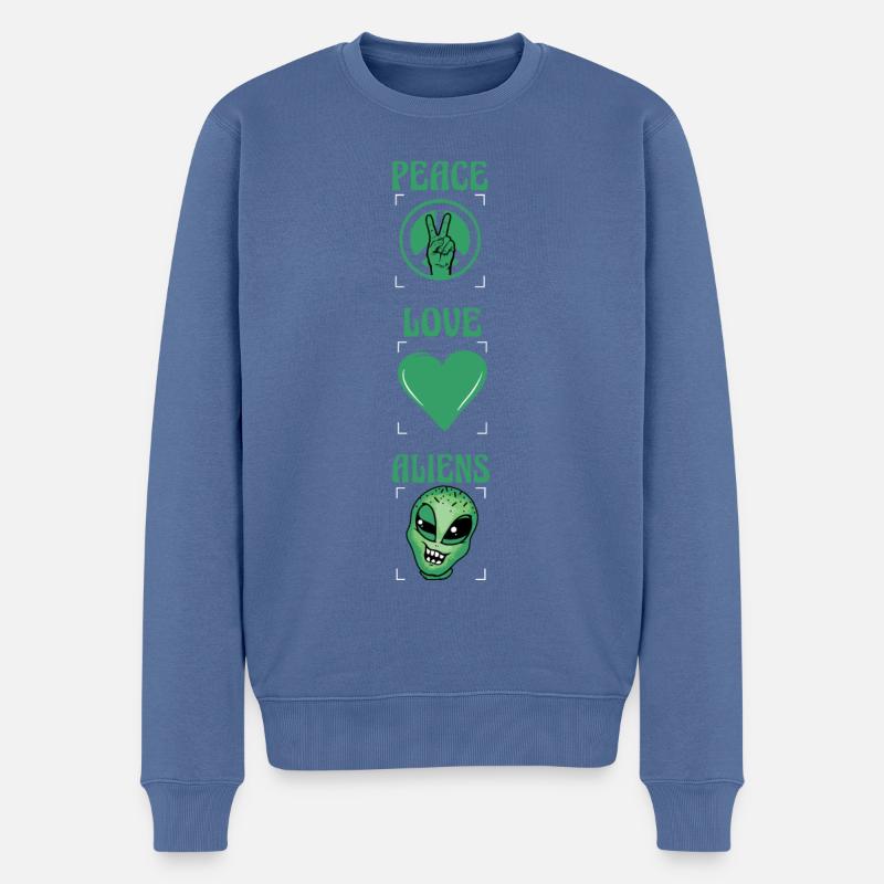 Paix Amour Extraterrestres - Pull Premium bio Homme - bleu pigeon