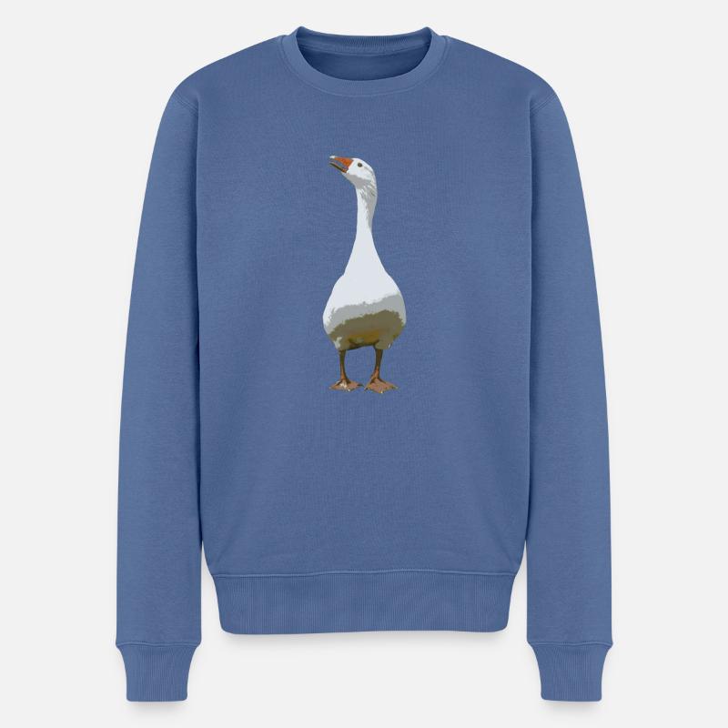 Gans gespraechig - Männer Premium Bio Pullover - Taubenblau