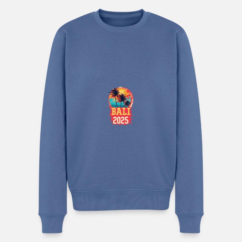 Bali 2025 Palmen - Männer Premium Bio Pullover - Taubenblau