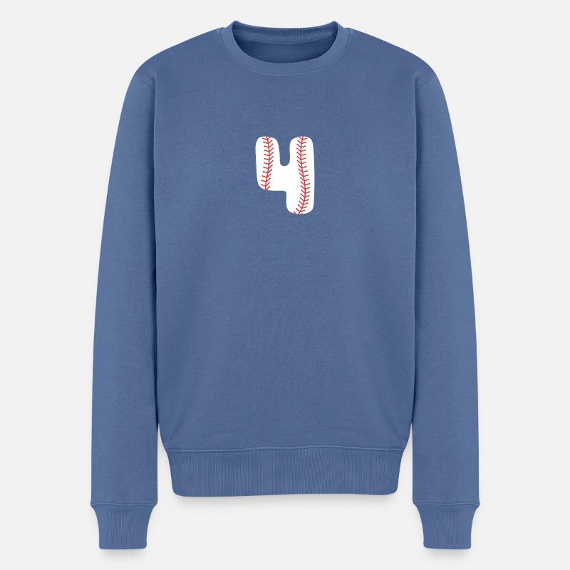 4e anniversaire Boy Baseball - Pull Premium bio Homme - bleu pigeon