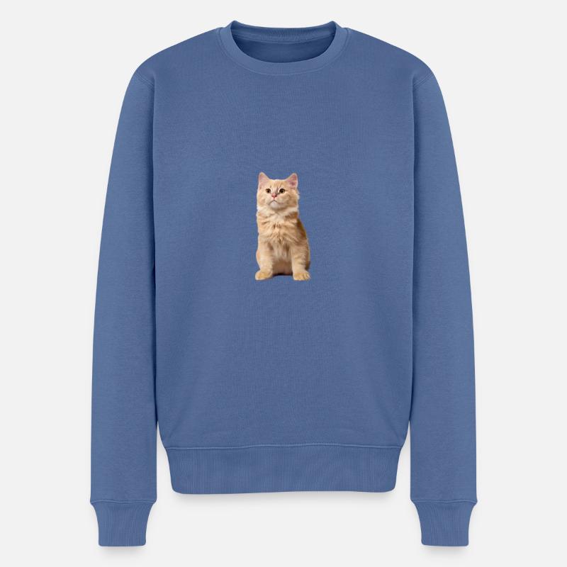 Rothaarige Katze - Männer Premium Bio Pullover - Taubenblau