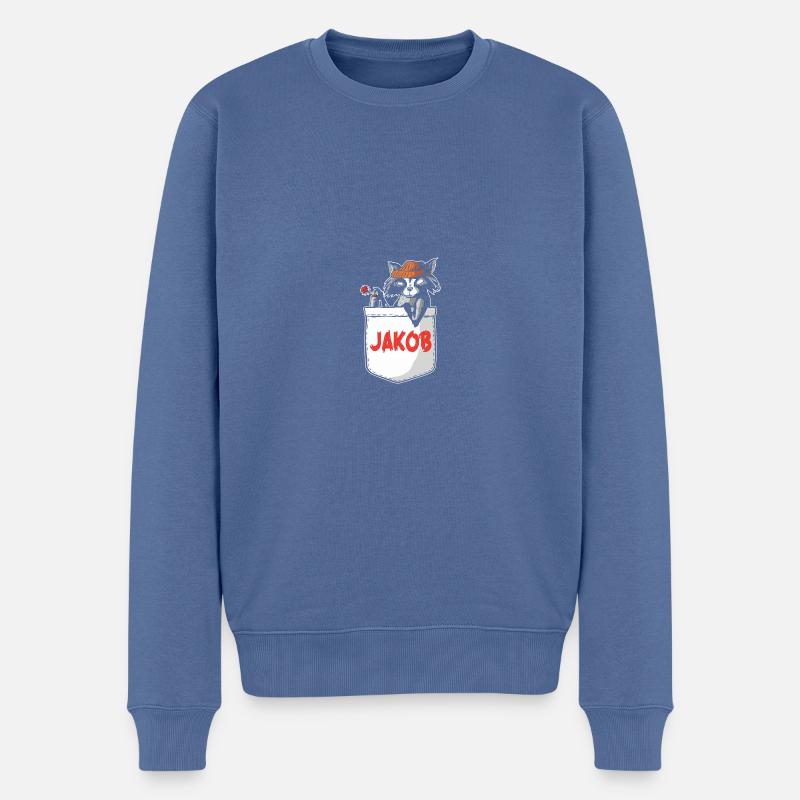 raton laveur Jakob - Pull Premium bio Homme - bleu pigeon