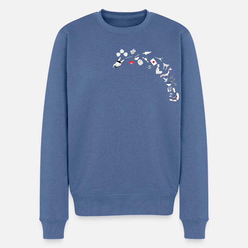 Une ouverture sur le Japon en petit - Pull Premium bio Homme - bleu pigeon
