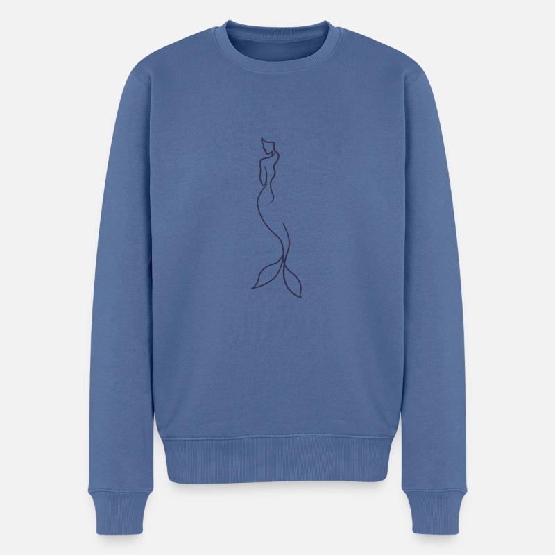 Sirène silhouette conte de fées dessiné à la main - Pull Premium bio Homme - bleu pigeon