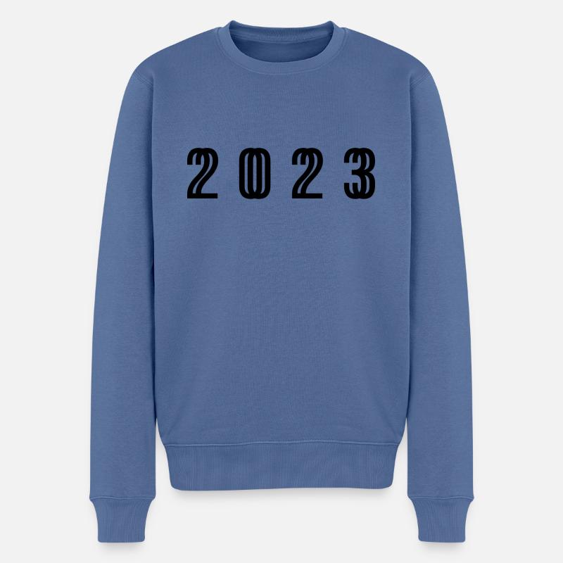 2023 - Männer Premium Bio Pullover - Taubenblau