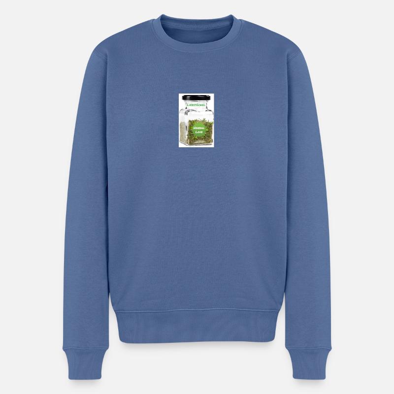 Liebstöckel Gewürzglas - Männer Premium Bio Pullover - Taubenblau