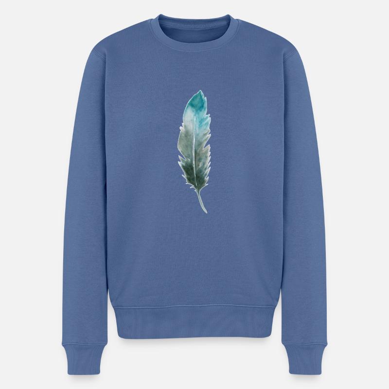 Feder - Männer Premium Bio Pullover - Taubenblau