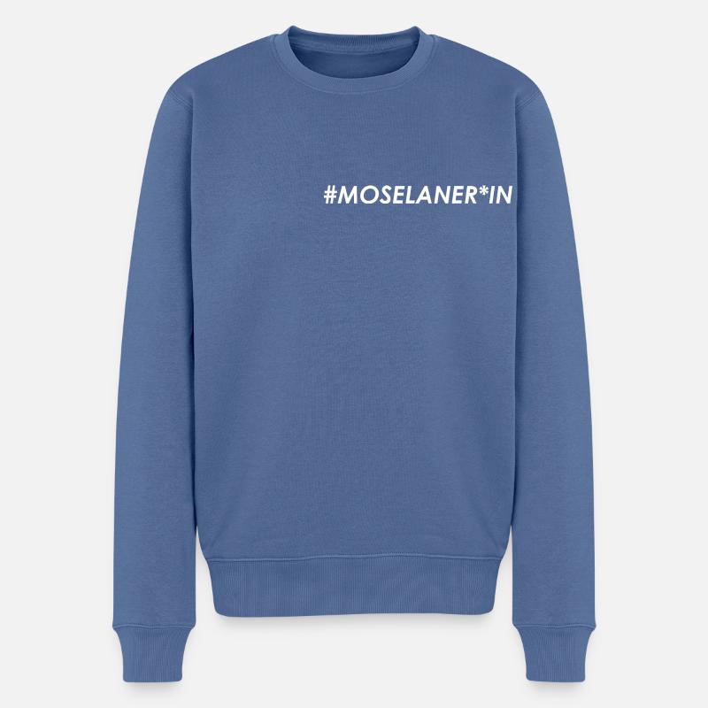 Moselaner*in Front weiß - Männer Premium Bio Pullover - Taubenblau