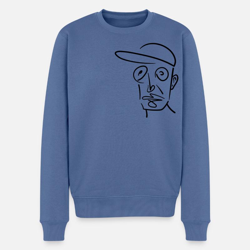 Abstraktes Gesicht jenseits von 2 Schwarz - Männer Premium Bio Pullover - Taubenblau