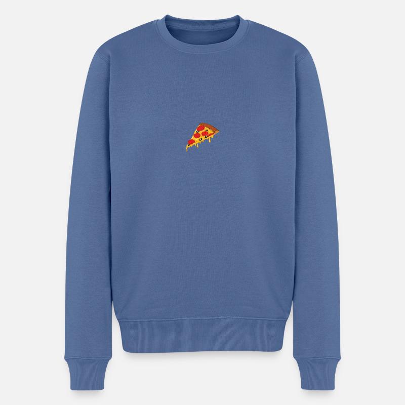 Pizza Stück - Männer Premium Bio Pullover - Taubenblau