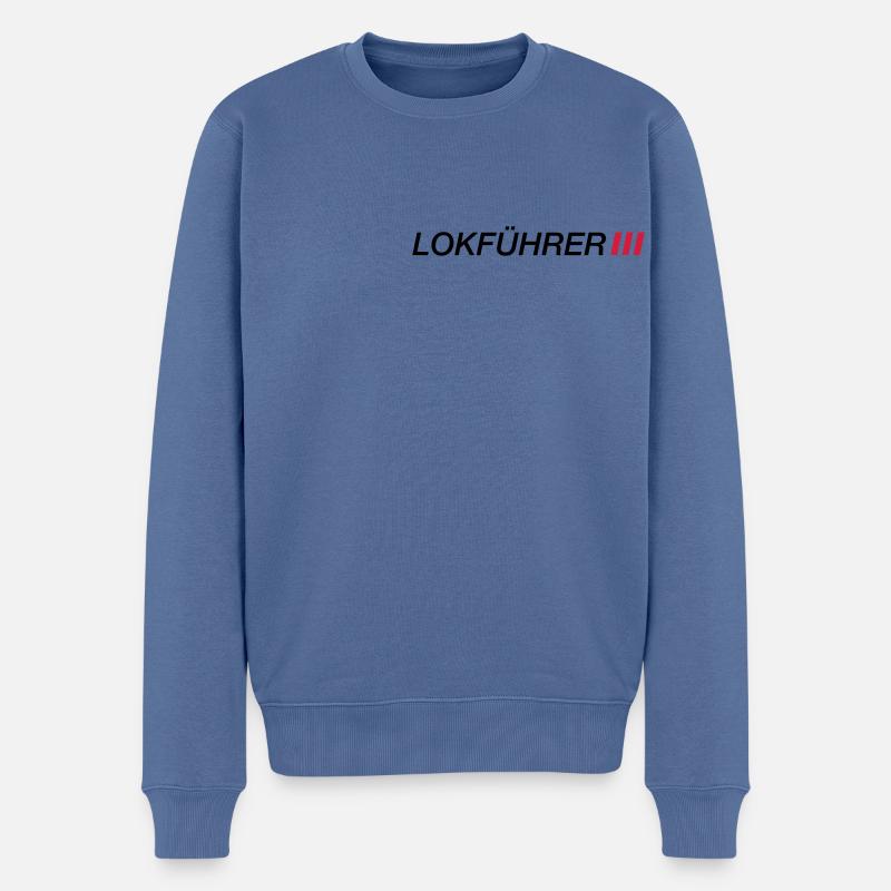 Lokführer - Schriftzug mit Streifen - Männer Premium Bio Pullover - Taubenblau
