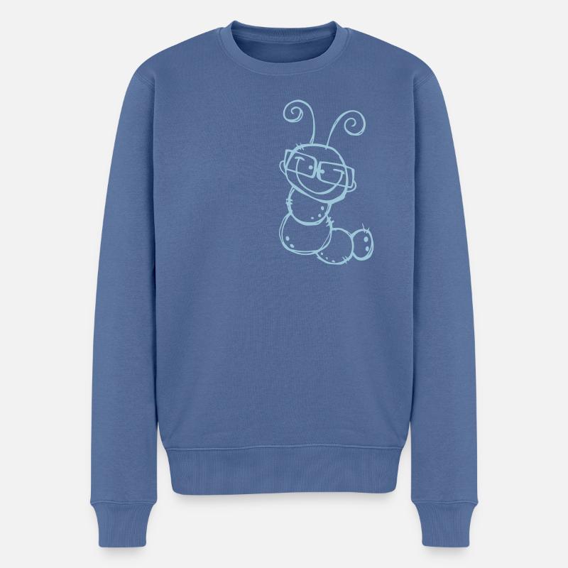 Raupe mit Brille - Männer Premium Bio Pullover - Taubenblau