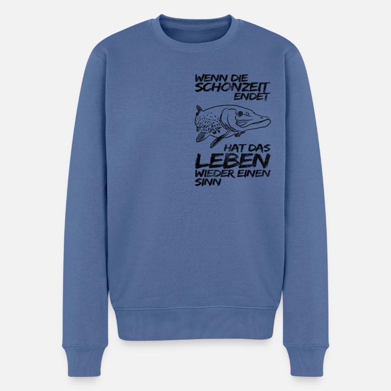 Hecht - Männer Premium Bio Pullover - Taubenblau