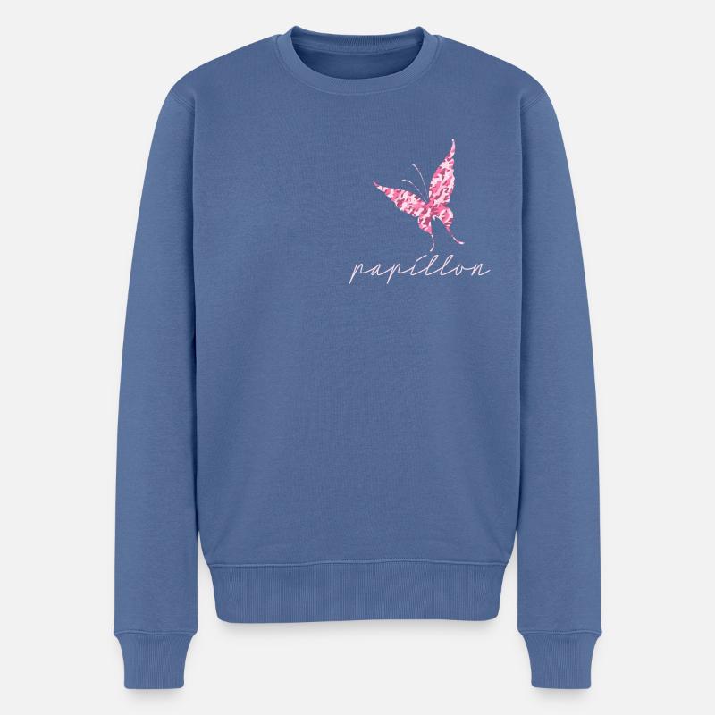 Rosa Camo Schmetterling Papillon Damen Camouflage - Männer Premium Bio Pullover - Taubenblau